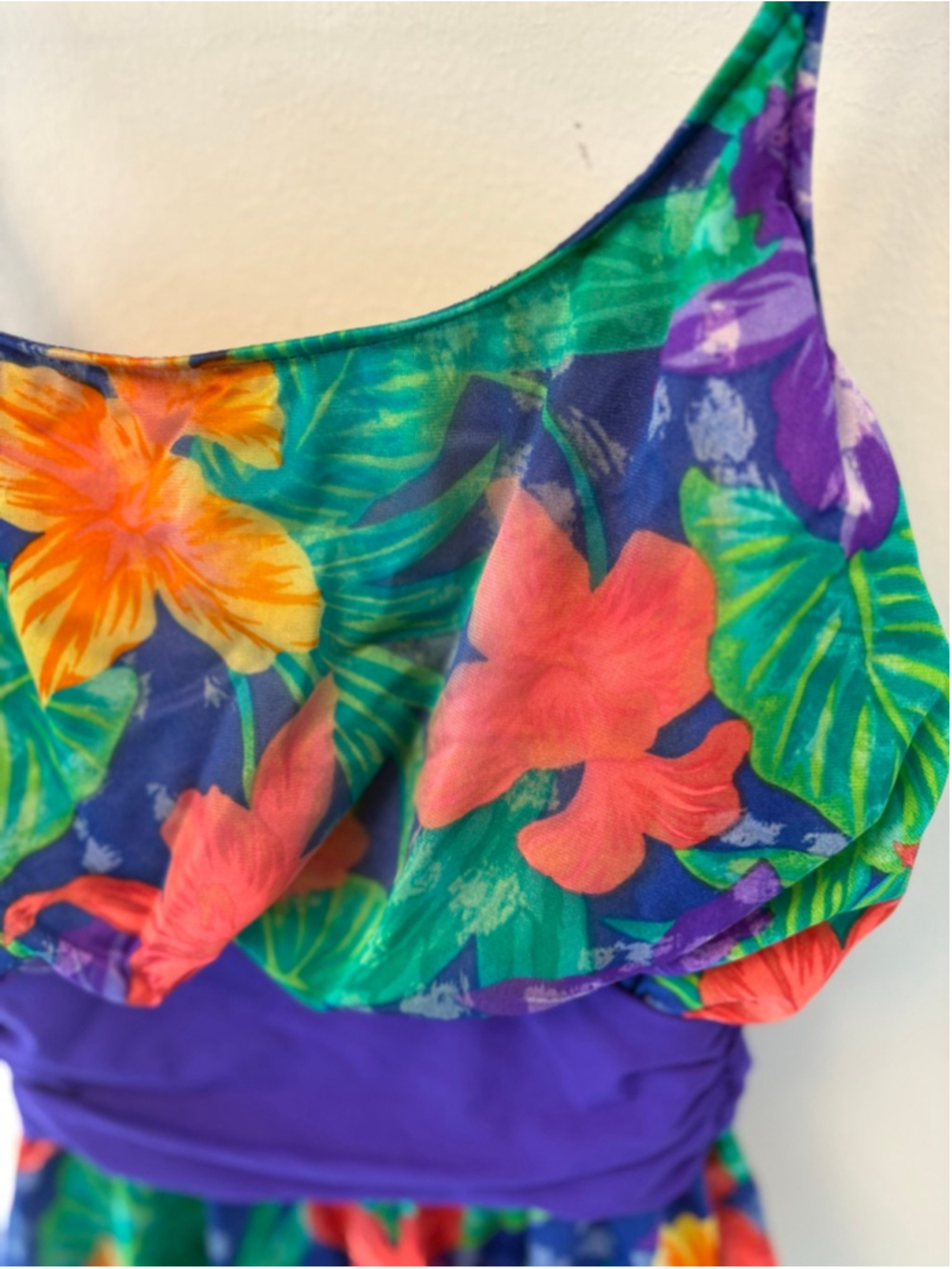 Vintage Sun Streak Tropical Swimsuit Size 8 Floral One Piece Skirted - Picture 11 of 11